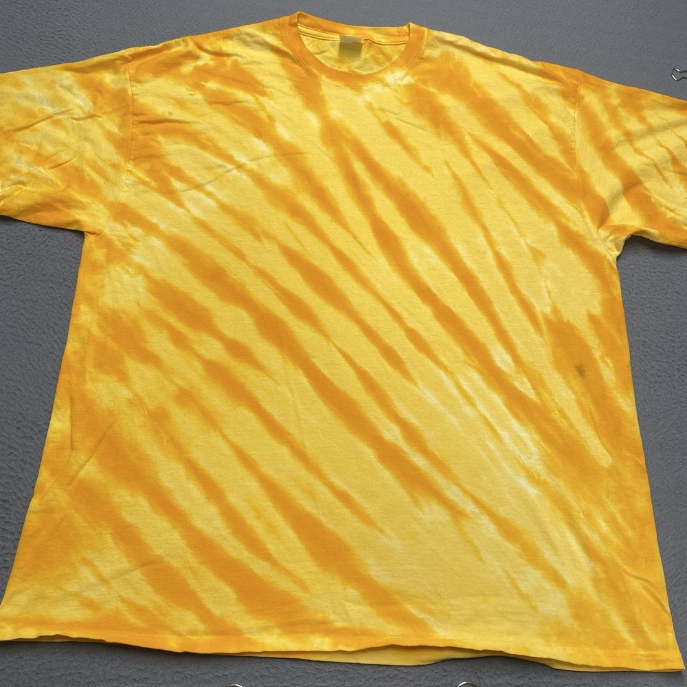 Tie Dye Shirt Mens 2XL Yellow Orange Allover Cotton Crewneck Tee T-Shirt